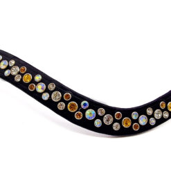Frontriem Sunflower schittert met Crystal AB, zilveren en Topaz stenen van 6 en 8 mm. Een vrolijke eyecatcher vol bling!