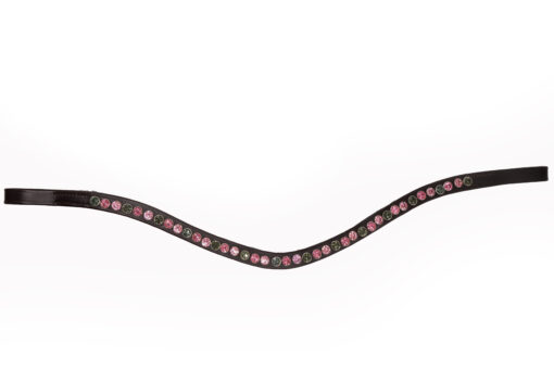 Frontriem Dolce Vita met 8mm kristallen in pink, light rose en dark grey voor een stijlvolle bling bling look