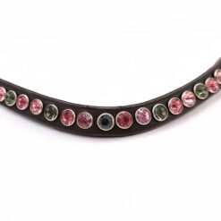 Frontriem Dolce Vita met 8mm kristallen in pink, light rose en dark grey voor een stijlvolle bling bling look