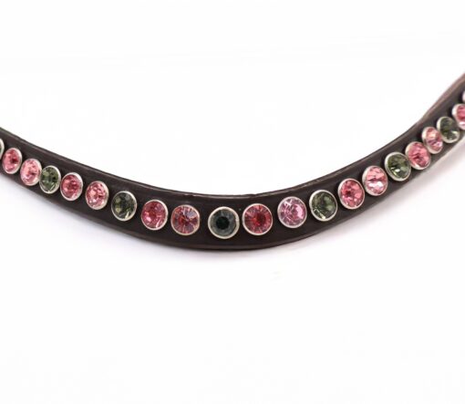 Frontriem Dolce Vita met 8mm kristallen in pink, light rose en dark grey voor een stijlvolle bling bling look