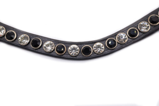 Frontriem Black and White met chique zwart-wit design en subtiele bling, past overal bij