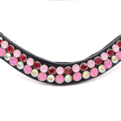 Frontriem Nacho met 3 roze tinten en Crystal AB stenen. Stoere bling frontriem voor dames én heren.