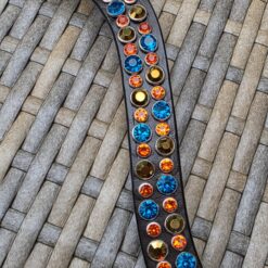 Frontriem African Vibe combineert Aquamarine en Gold 8 mm met Orange 6 mm voor een warme, kleurrijke en opvallende uitstraling.
