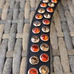 Frontriem Girl on Fire – Born to sparkle! Laat je paard schitteren met de Girl on Fire frontriem van Dutch Bling! Vurige rood-oranje en champagnekleurige kristallen op elegant zwart leer.