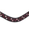 Frontriem Cherry Blossom met Pink en Fuchsia stenen van 8 mm en Black stenen van 6 mm. Een stijlvolle, handgemaakte eyecatcher!