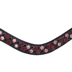 Frontriem Cherry Blossom met Pink en Fuchsia stenen van 8 mm en Black stenen van 6 mm. Een stijlvolle, handgemaakte eyecatcher!
