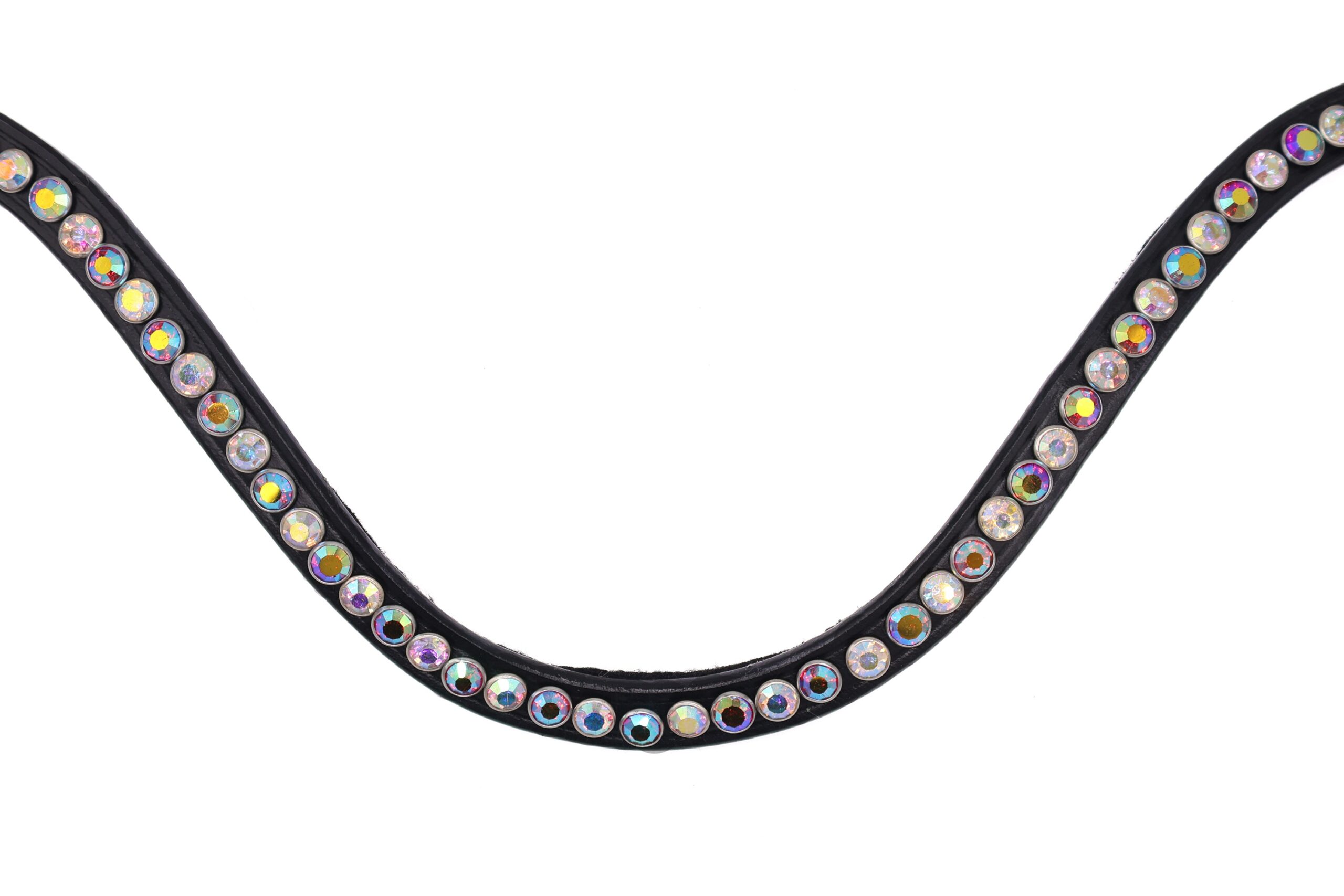 frontriem Drama Queen – Born to be extra! Steel de show met frontriem Drama Queen van Dutch Bling! Een luxe leren frontriem met één rij 8 mm kristallen in Crystal AB en Crystal Red AB.