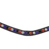 Frontriem Wild Card met één rij stenen in blauw, oranje, zilver en zwart. Een stoere, speelse frontriem met opvallende sparkle!