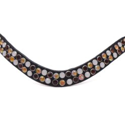 Frontriem Honey met dubbele rij stenen in Yellow Oil, Smoked Topaz en White Pearl. Een warme, luxe frontriem vol elegante sparkle!